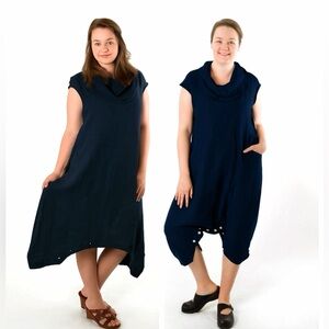 Bryn Walker Heavy Linen Atticus Romper Cowl-Neck Cap Sleeve Black Size M